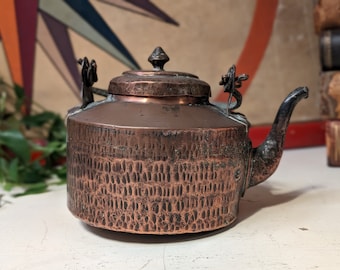 Antique Rustic Hammered Copper Tea Kettle
