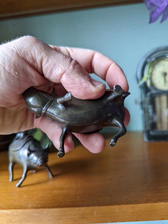 19世紀中国の青銅製牛香炉一対 - Etsy 日本