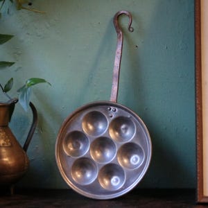 Antique French 19th Century Copper Egg Poacher / Escargot Pan