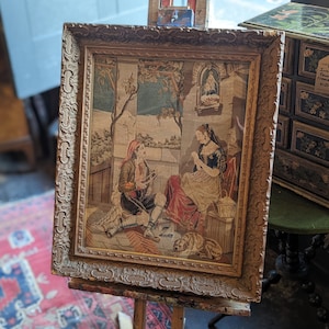 19th Century French Needlepoint with Ornate Molded Frame