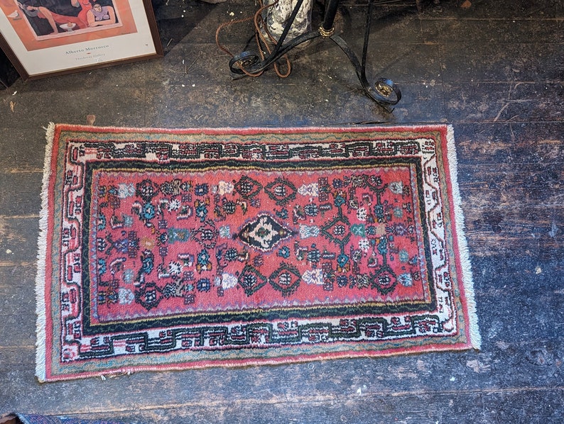 4'3x2'4 Vintage Hand Knotted Nomadic Wool Rug 129 x 70 image 1