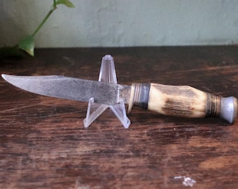 Early 20th.C Deer Antler Handle Bowie Hunting Knife