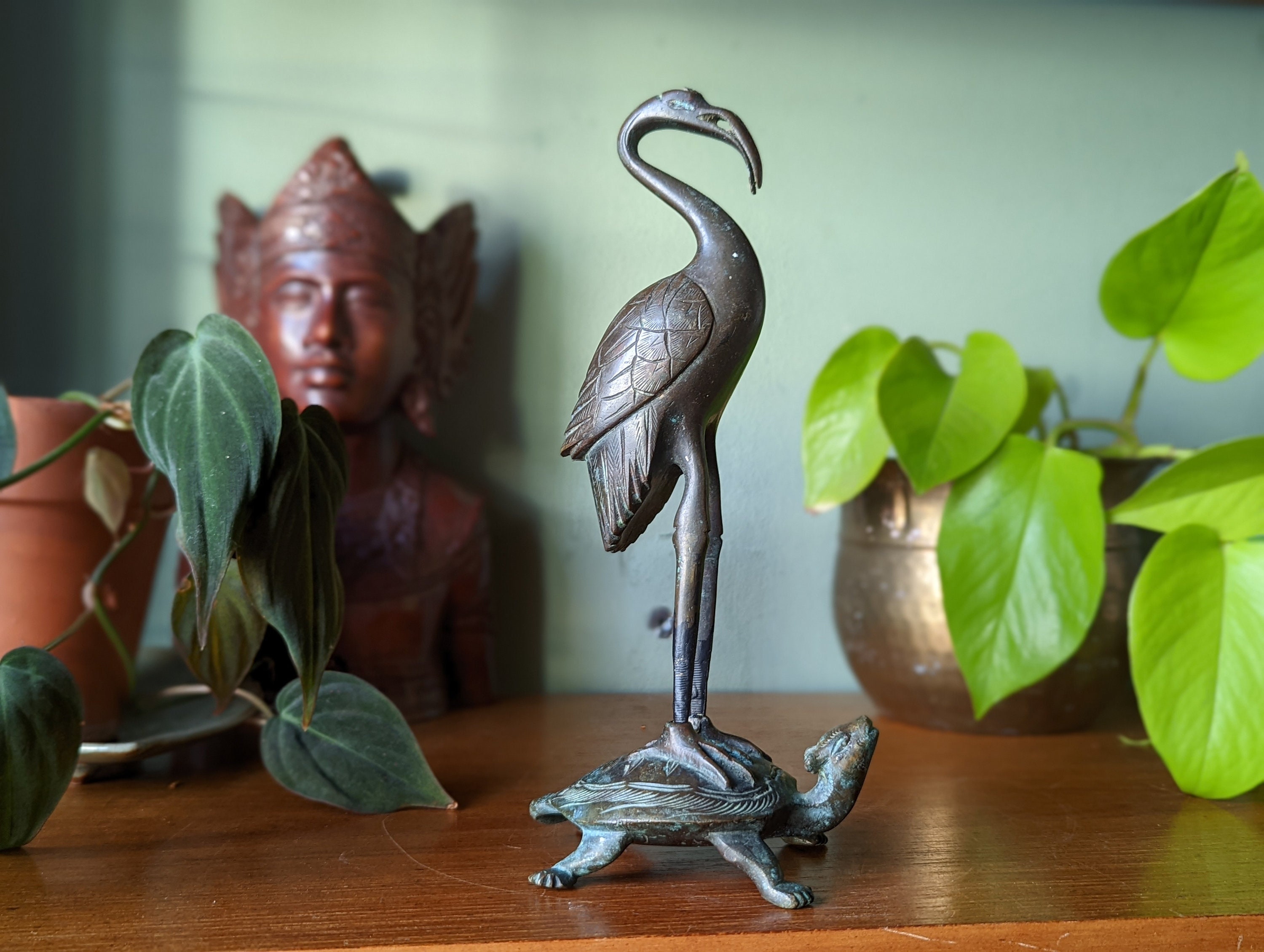 Japanese Bronze Figure of a Crane on a Turtle, 19th Century - Etsy