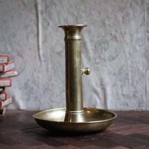 Antique Brass Chamber Stick Candlestick Candle Holder