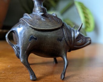 19世紀中国製青銅製牛型香炉一対 - Etsy 日本