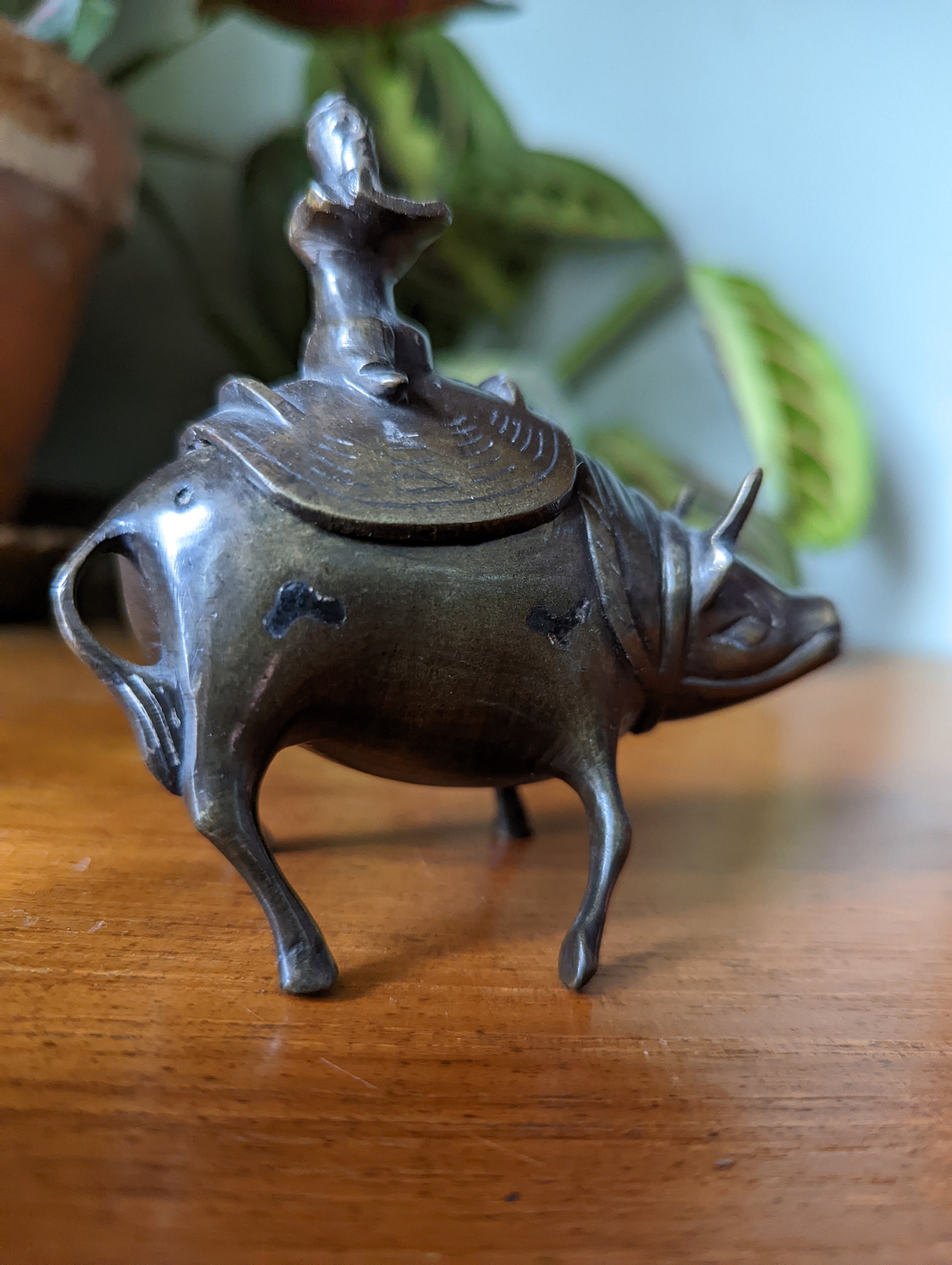 19世紀中国製青銅製牛型香炉一対 - Etsy 日本