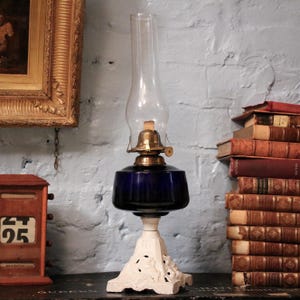 Victorian Cast Iron and Glass Oil Lamp Lantern