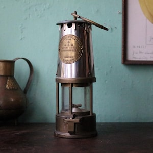 Vintage Protektor Typ 6 Bergmanns-Sicherheitslampe - Messing & Stahl - Eccles