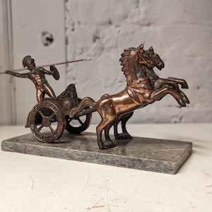 Vintage Roman Gladiator Copper Plated Spelter Sculpture