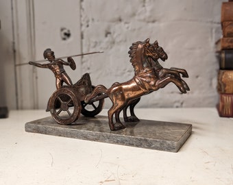 Vintage Roman Gladiator Copper Plated Spelter Sculpture