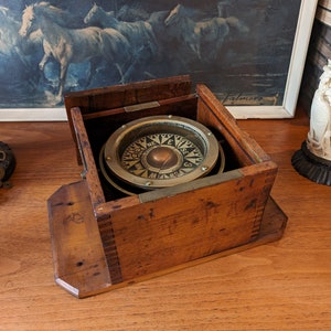 Antique 19th Century Brass Gimball Ships Compass