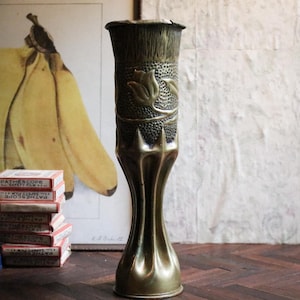 WW1 Trench Art Engraved Shell Casing Bud Vase