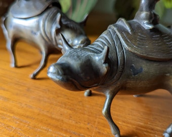 19世紀中国製青銅製牛型香炉一対 - Etsy 日本