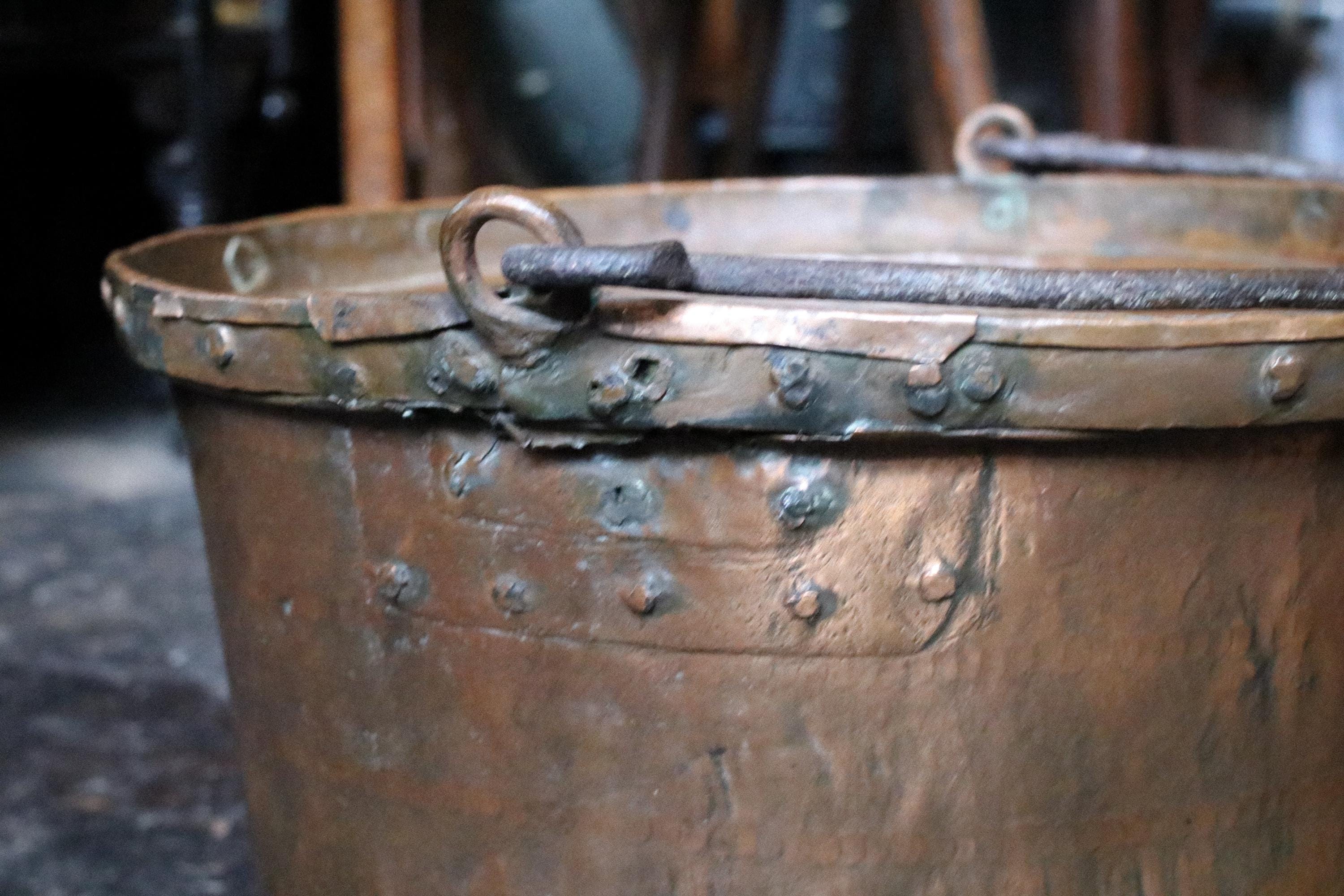 Victorian Hand-riveted Copper Cauldron With Iron Swing Handle – 39cm Ø ...