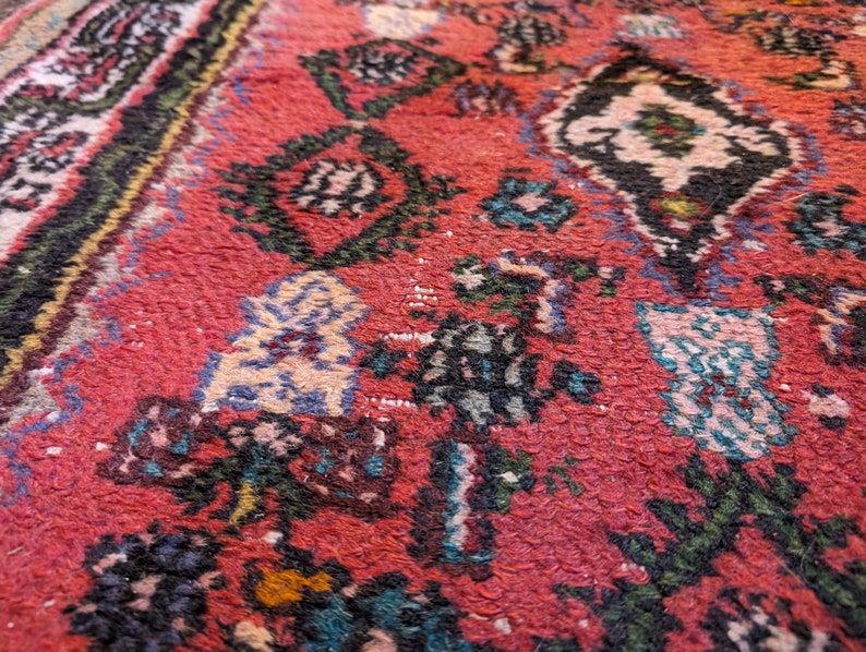 4'3x2'4 Vintage Hand Knotted Nomadic Wool Rug 129 x 70 image 8