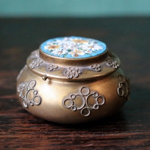 Antique 19th.C Micro Mosaic Gilt and Enamel Pill Box