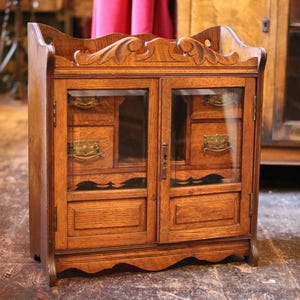 Antique C.1900 Oak Smokers Cabinet