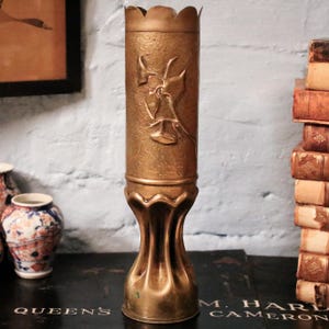 WW1 Trench Art Engraved Shell Casing Bud Vase