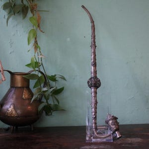 Vintage Thai White Metal Filigree Pipe