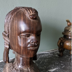 Vintage African Hardwood Female Bust Carving