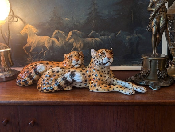 Ronzan Porcelain Cheetah Cubs - Italian Mid Century Modern
