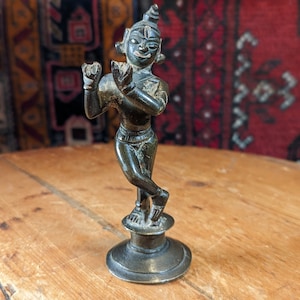 Antique Indian Bronze Statue of Krishna
