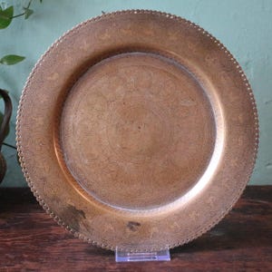Antique Decorative Brass Charger with Foliate & Figurative Motif