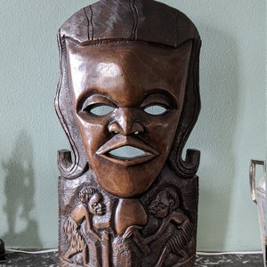 Large Freestanding African Hardwood Mask