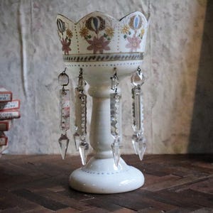 Antique Victorian Lustre Vase With Crystal Droplets
