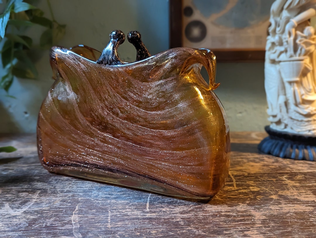 Vintage Italian Murano Glass Purse Vase Etsy