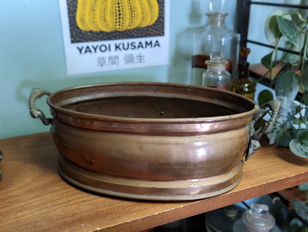 Antique Dutch Copper Oval Planter Etsy
