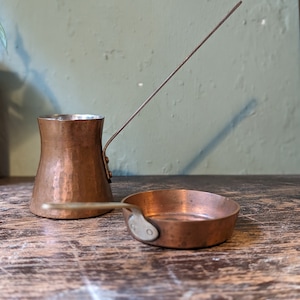 Casserole et cafetière vintage en cuivre / laiton - Lasserre