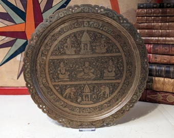 Indian Brass Engraved Charger / Tray - Early 20th.C