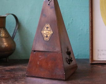 Antique Maelzel Metronome – French Wooden Pyramid Case – Working Musical Tempo Timer