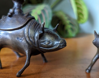 19世紀中国の青銅製牛香炉一対 - Etsy 日本