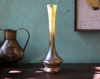 Antique Loetz Iridescent Glass Vase – Art Nouveau Bohemian Lustre Vase – Oil Spot / Phänomen Style – 25 cm / 9.8”