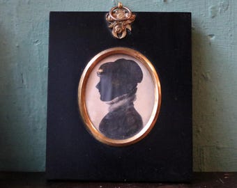 Antique 19th Century Silhouette Portrait Miniature of a Lady – Ebonised Frame
