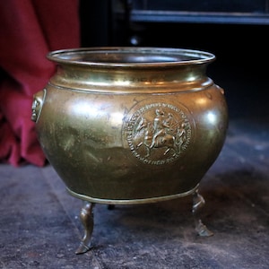 Antique 3 Legged Brass Planter Jardiniere