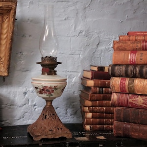 Victorian Brass and Glass Oil Lamp Lantern