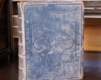 Antique 1870s Pilgrim’s Progress by John Bunyan – Large Illustrated Victorian Book – Adam & Co