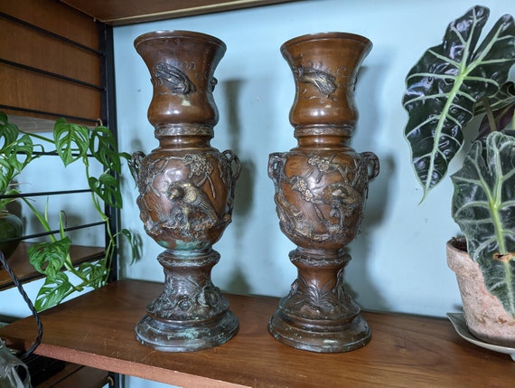 明治時代の青銅製龍花瓶（ペア） - 19世紀 - Etsy 日本