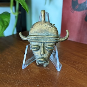 Vintage African Bronze Passport Mask Pendant