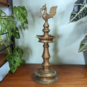 Vintage Indian Bronze Deccan Oil Temple Lamp