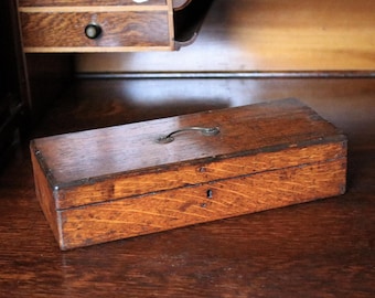 Antique Victorian Oak Candle Box / Pencil Case / Art box