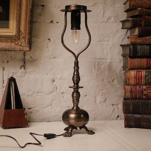 Vintage Paw Footed Brass Table Lamp