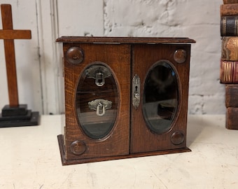 Early 20th.C Arts & Crafts Oak Smokers Cabinet