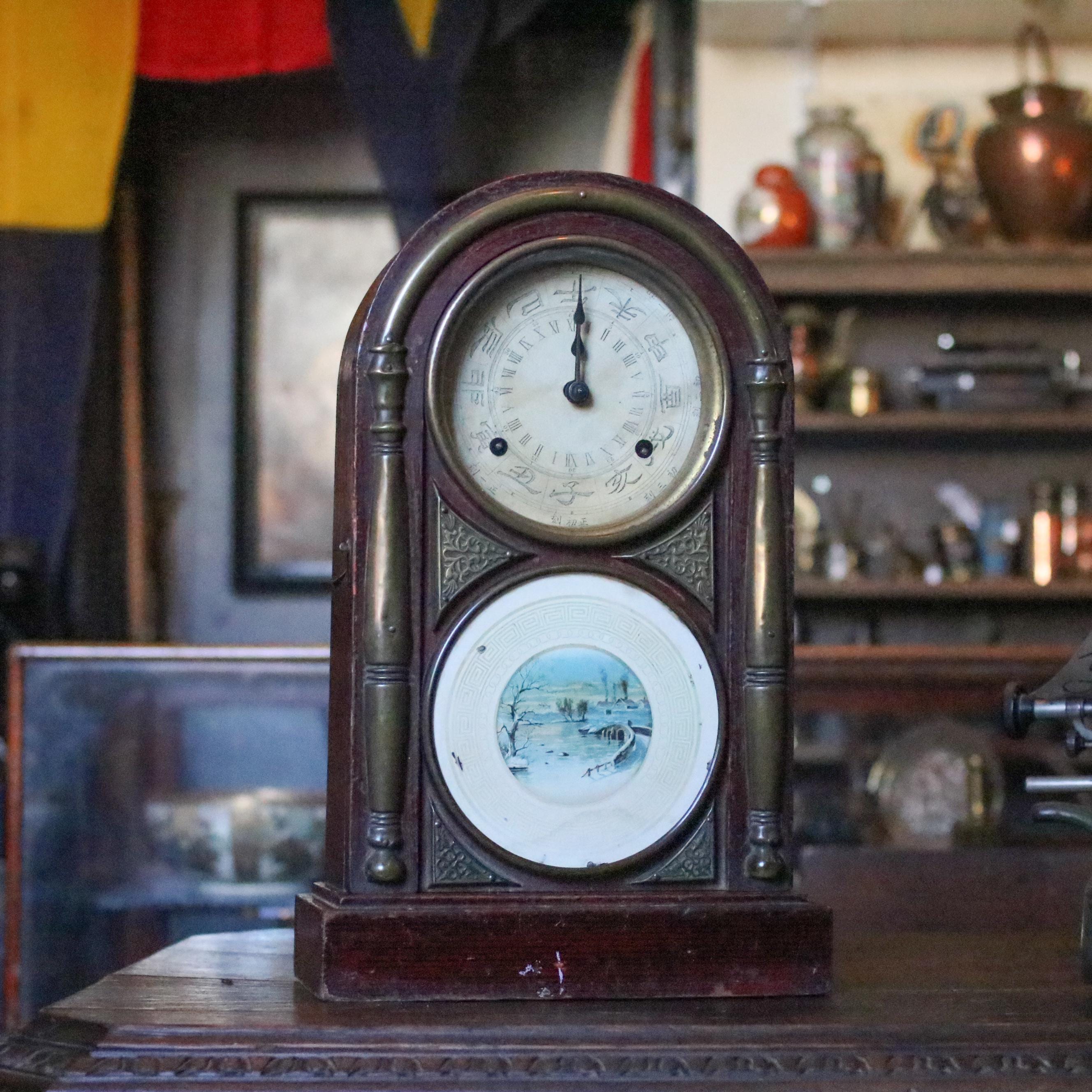 木製掛時計 白文字盤 黒針 鍵付き　アンティーク 木製掛時計 白文字盤 黒針 鍵付き アンティーク 楽天市場】【一年保証