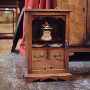 Antique C.1900 Oak Smokers Cabinet