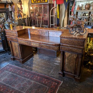 Large C.1830 Regency Flamed Mahogany Pedestal Sideboard