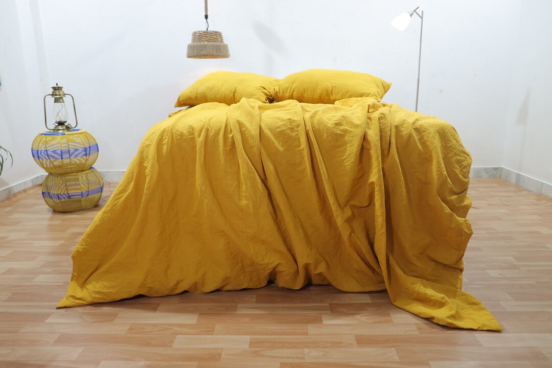 Mustard Washed 100 Cotton Duvet Cover Duvet Cover With Etsy